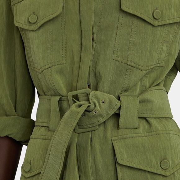 INTERMIX Utility jacket belted green size 14 - Picture 3 of 9